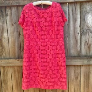 Talbots pink lace short sleeve dress